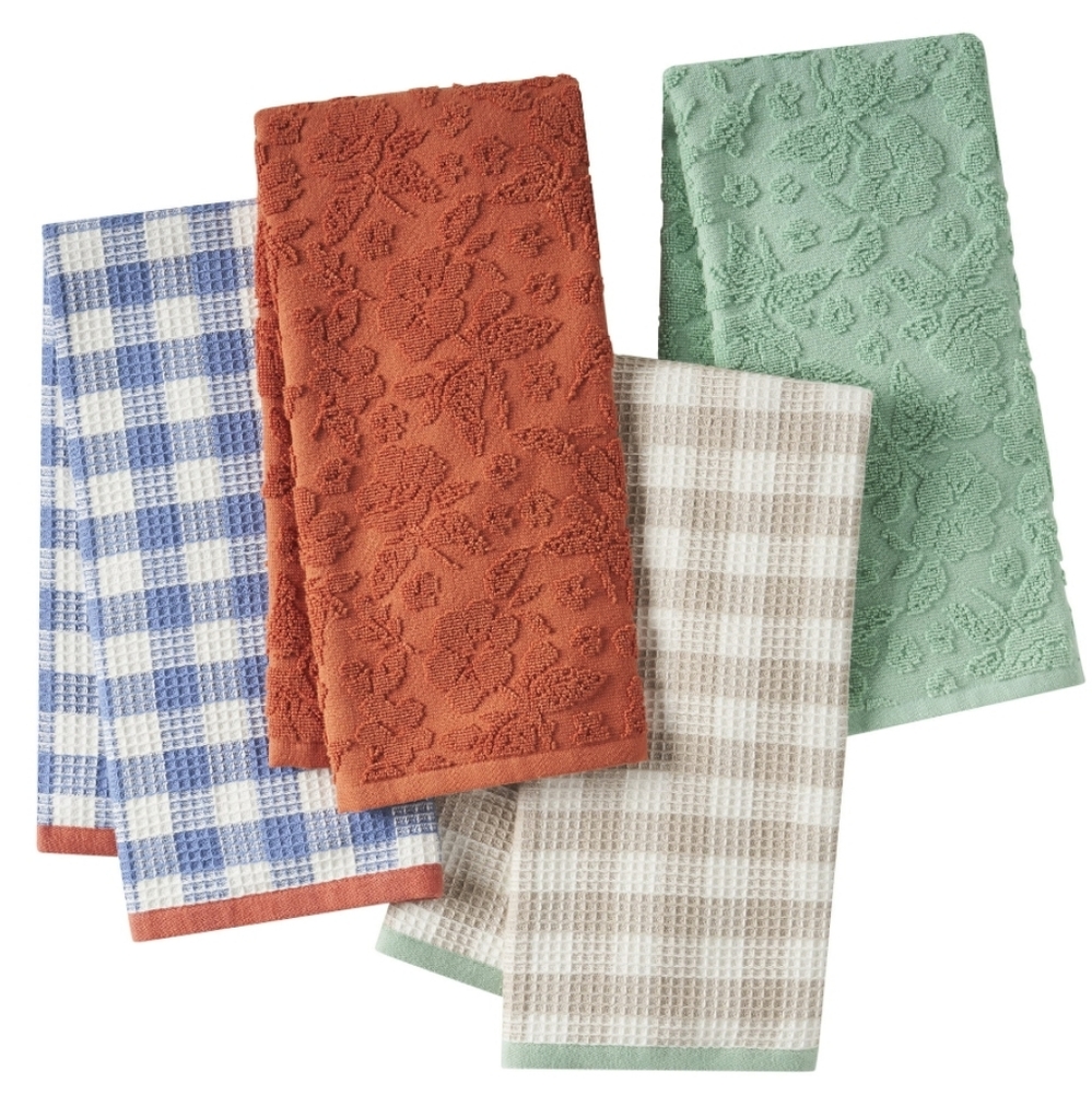 💜 New Pioneer Woman Gingham Woven Kitchen Towels 4 Pack